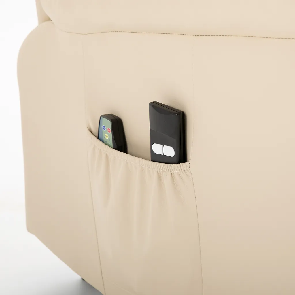 HOMCOM Elektrischer Massage-Liegestuhl Mit Vibrierendemassage Heizfunktion Aufstehhilfe Elektrorollstuhl Fernbedienung Mit Netzkabel Kunstleder Cremeweiß 93 X 95 X 106 Cm – Bild 10