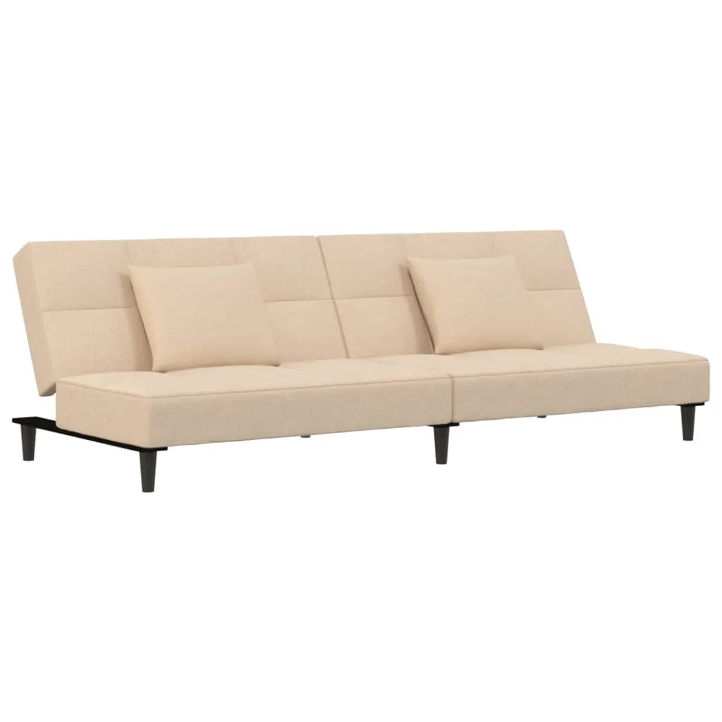 VidaXL Schlafsofa 2-Sitzer Mit 2 Kissen Creme Stoff