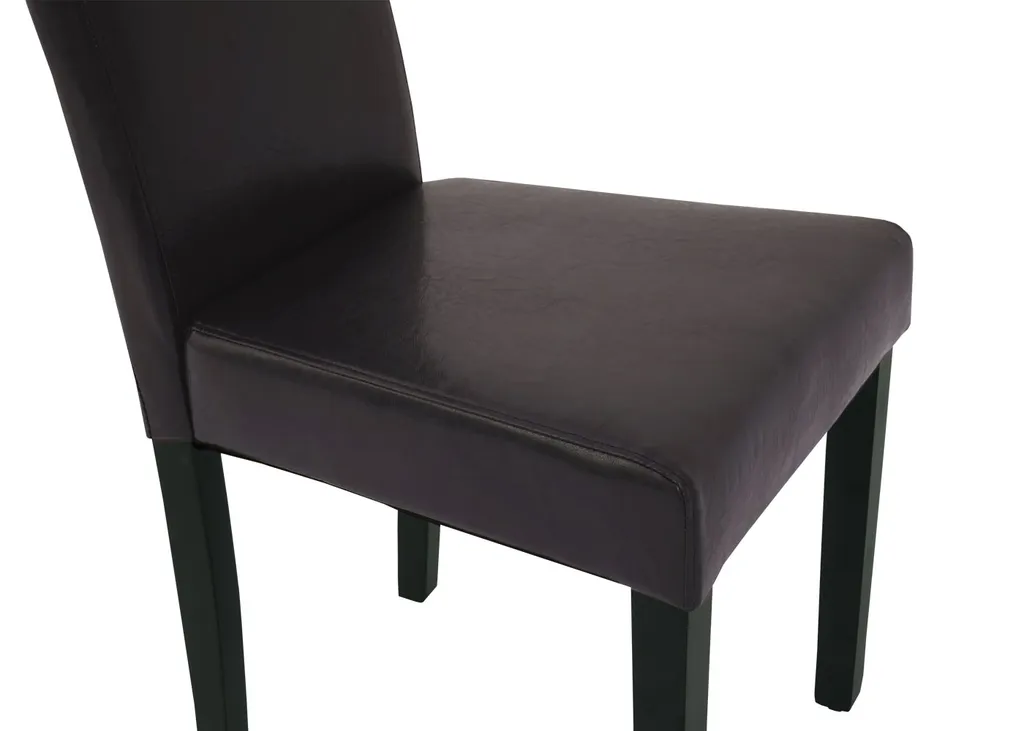 4er-Set Esszimmerstuhl HWC-J99, Küchenstuhl Stuhl Polsterstuhl, Holz Kunstleder Braun, Schwarze Beine – Bild 9