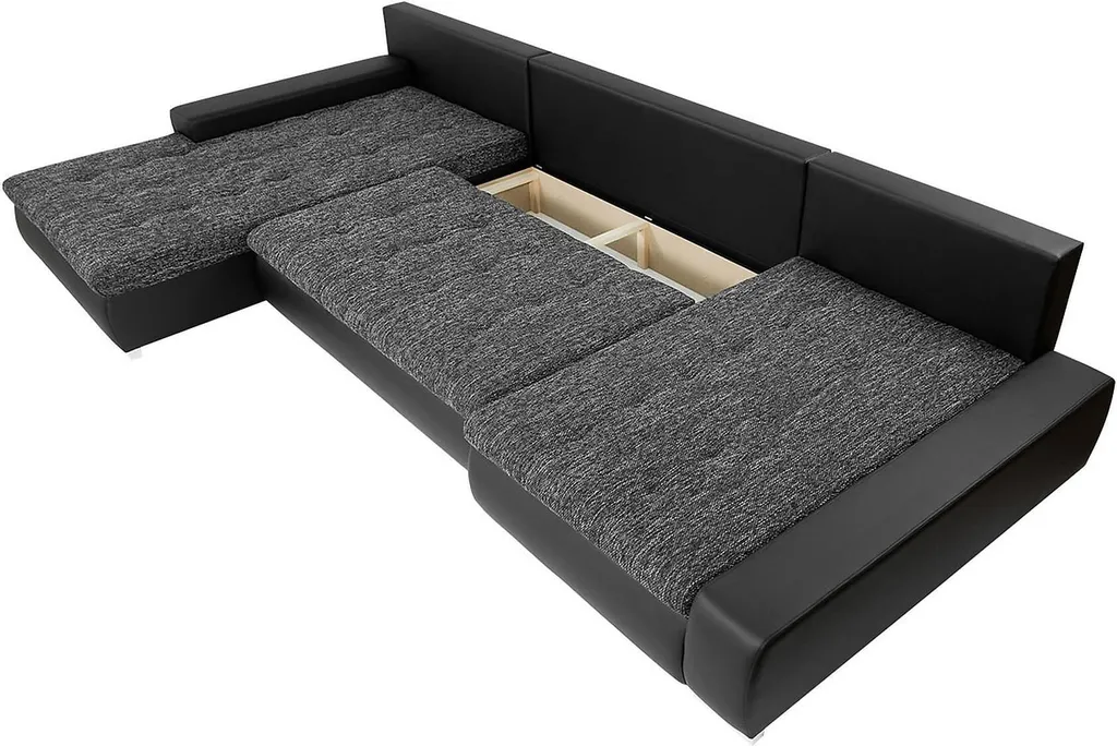 Mirjan24 Ecksofa Caro, U-Form Couch Mit Bettkasten Und Schlaffunktion, Polsterecke, Couchgarnitur Für Wohnzimmer (Soft 011 + Lawa 06) – Bild 5