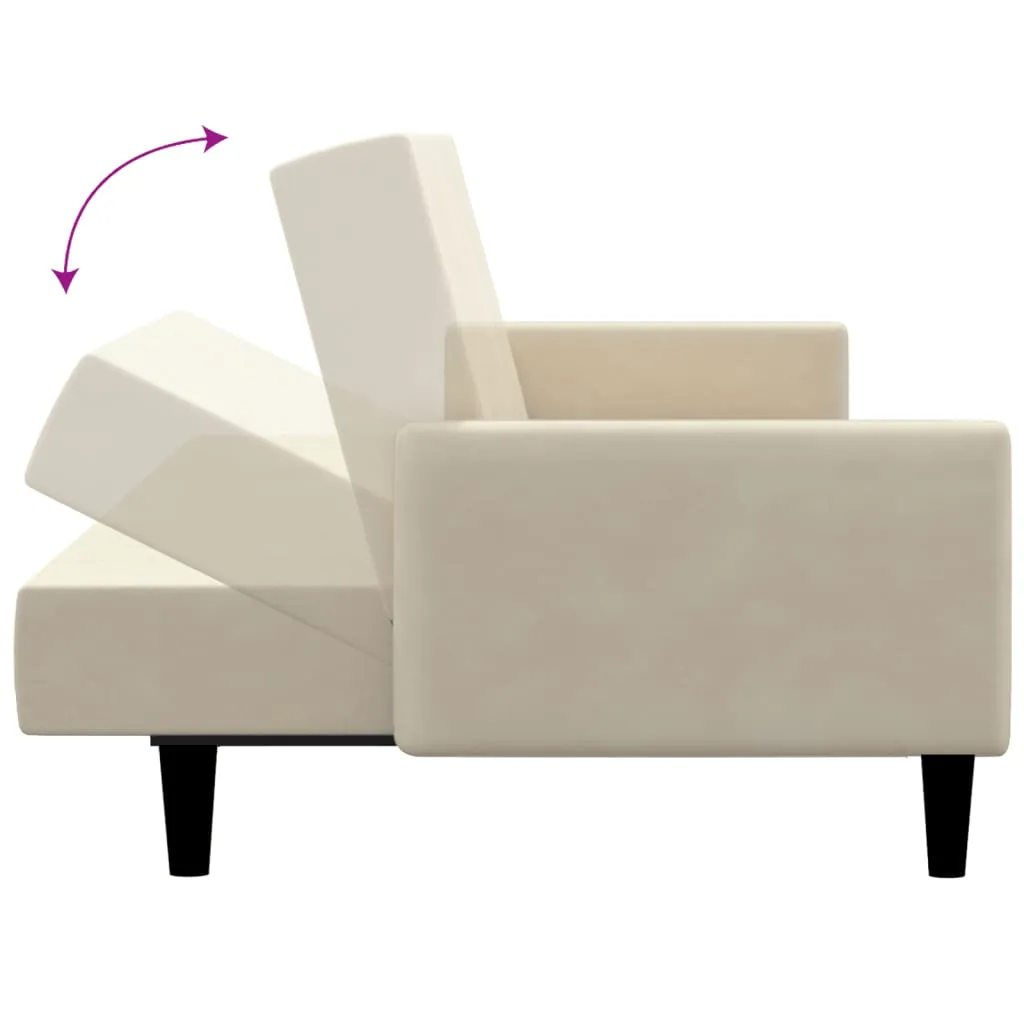 VidaXL Schlafsofa 2-Sitzer Creme Samt – Bild 6