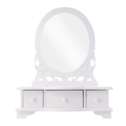 Frisierkommode Schminktisch Weiß Antik Holz Neu Tischspiegel Frisierspiegel NEU