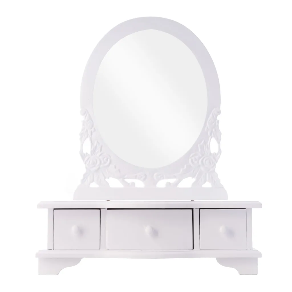 Frisierkommode Schminktisch Weiß Antik Holz Neu Tischspiegel Frisierspiegel NEU