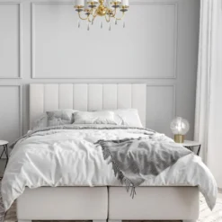 Selsey - Boxspringbett ALENNA, Doppelbett Mit 2 Bonellfederkernmatratzen, Topper, 2 Bettkästen Und Stoffbezug In Perlweiß, 180x200 Cm