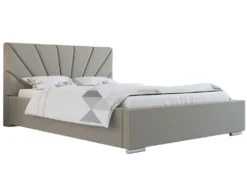 GRAINGOLD Doppelbett 140x200 Cm Focus - Bett Mit Kopfteil, Bettkasten & Lattenrost - Modernes Design - Beige