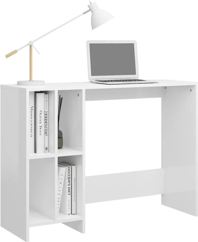 VidaXL Computertisch Hochglanz-Weiß 102,5x35x75 Cm Holzwerkstoff – Bild 3