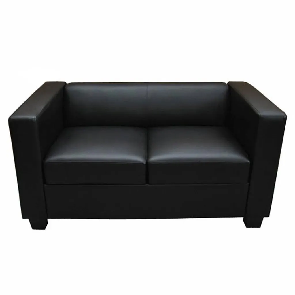 2er Sofa Lille, Kunstleder Schwarz