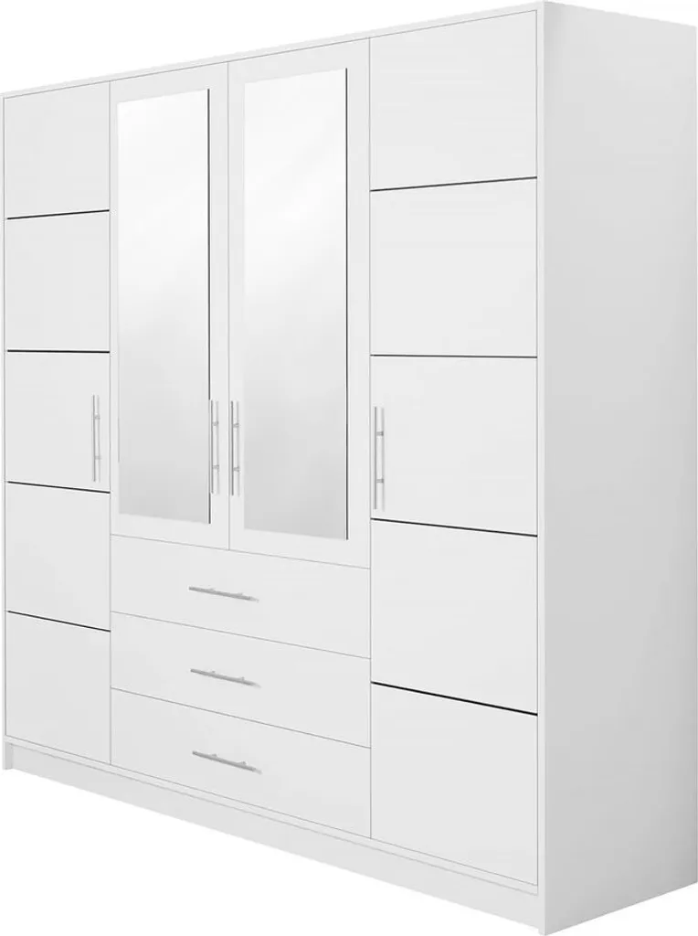 Mirjan24 Kleiderschrank Tytus D4, Drehtürenschrank, Garderobenschrank Mit Spiegel, Schlafzimmer (Farbe: Weiß) – Bild 7