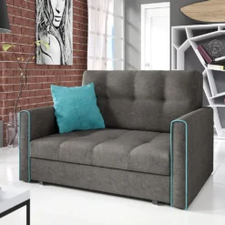 Mirjan24 Schlafsofa Viva Bis II Mit Bettkasten Und Schlaffunktion, 2-Sitzer Couch Vom Hersteller, Wohnzimmer Polstersofa (Alova 36 + Alova 29)