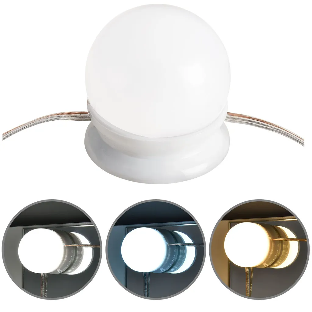 Juskys Schminktisch Bella Mit LED Beleuchtung, Spiegel, Schublade & 4 Ablagefächern - 108 X 40 X 140 Cm - Holz - Weiß - Kosmetiktisch Frisiertisch – Bild 17