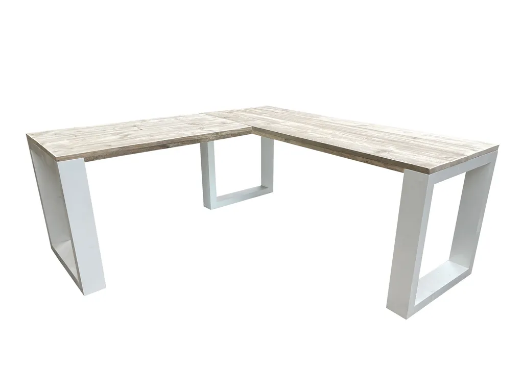 Wood4you - Eckschreibtisch - New Orleans Gerüstholz 200/130Lx70Tx75H Weiß – Bild 2