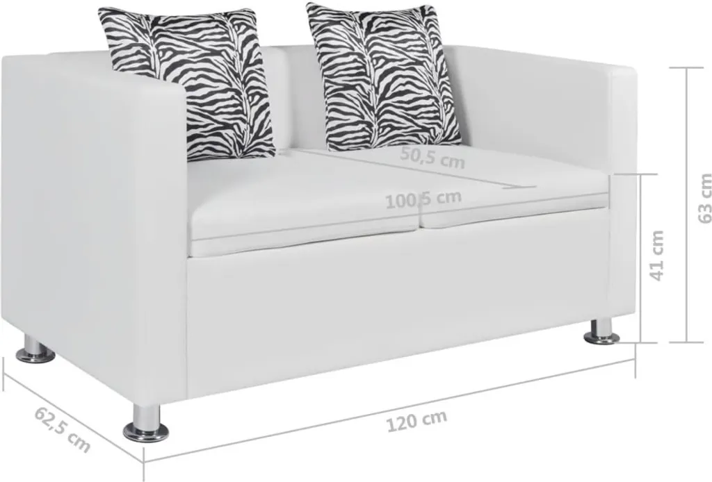 VidaXL 2-Sitzer-Sofa Kunstleder Weiß – Bild 6