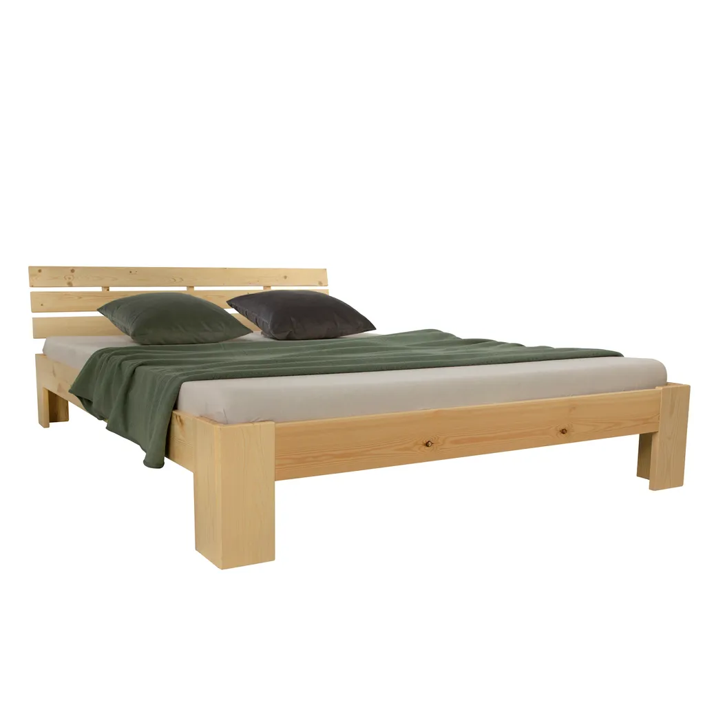 Homestyle4u 2264, Holzbett Doppelbett 140x200 Mit Matratze Und Lattenrost Bett Natur Holz Kiefer Bettgestell Futonbett – Bild 2