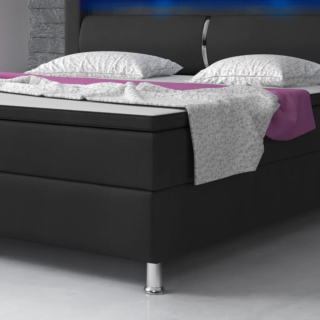 Inter Handels Boxspringbett Milano 180 X 200 Cm, Schwarz, 7-Zonen-Taschenfederkern-Matratze – Bild 7