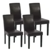 4er-Set Esszimmerstuhl HWC-J99, Küchenstuhl Stuhl Polsterstuhl, Holz Kunstleder Braun, Schwarze Beine