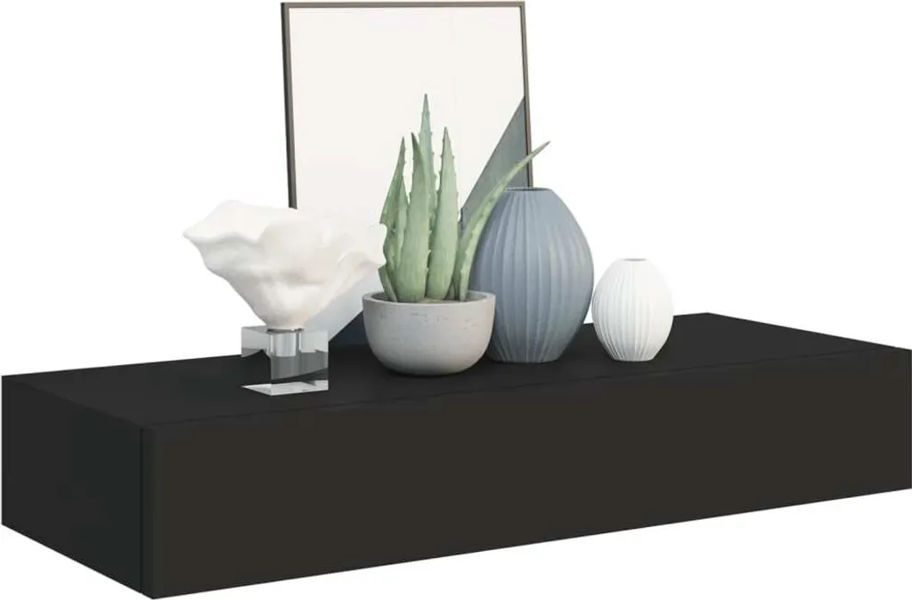 VidaXL Wand-Schubladenregale 2 Stk. Schwarz 60x23,5x10 Cm MDF – Bild 4
