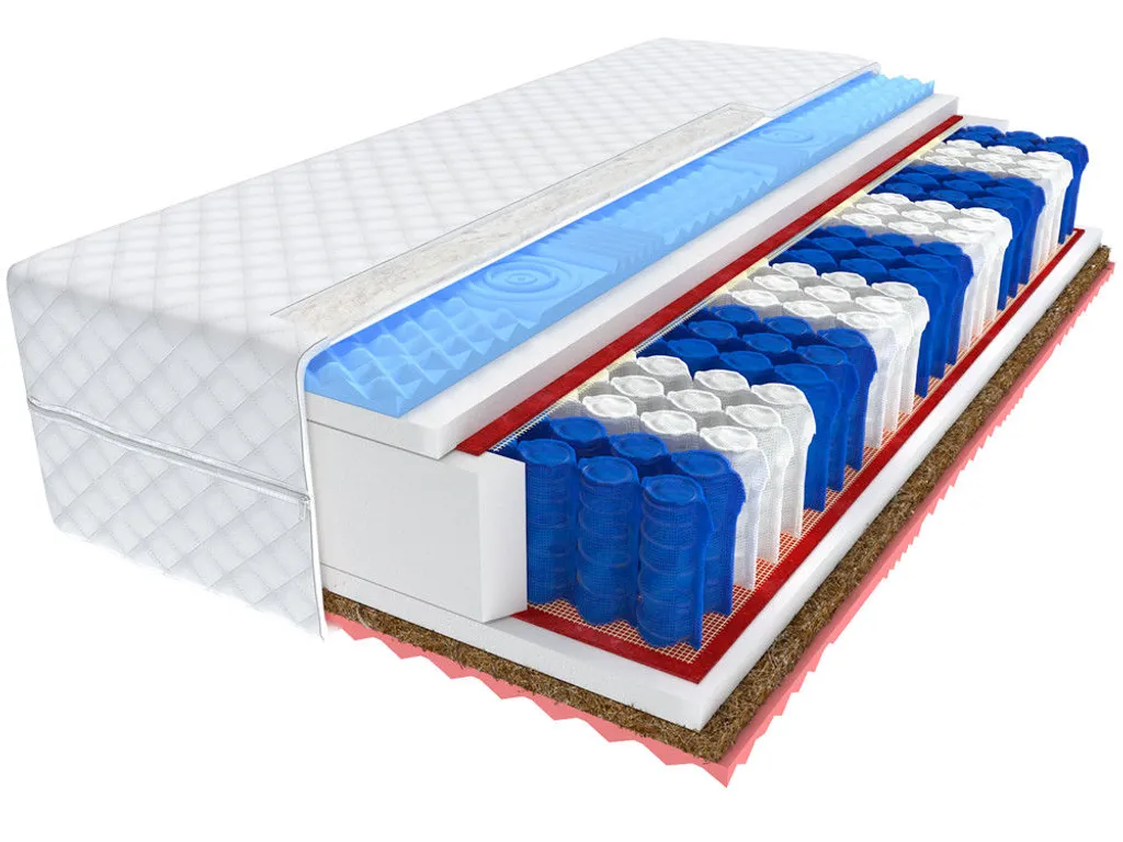 Matratze 180x200 Cm GINASO Höhe Ca. 22 Cm H3 H4 HR Schaum Visco Kokos Premium Taschenfederkern 7 ZONEN