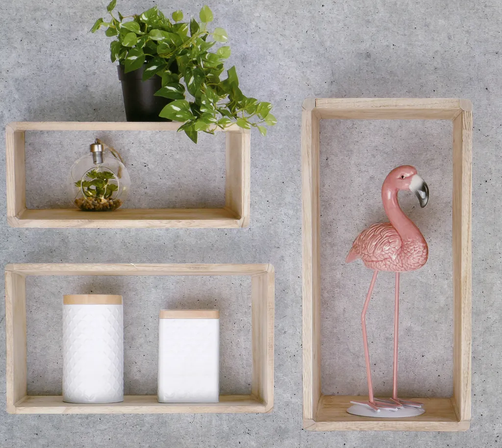 Wandregal 3er Set Regal Holz Hängeregal Holzregal Schweberegal Bücherregal – Bild 2