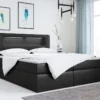 Boxspringbett Mit LED - Polsterbett Doppelbett Mit Bettkasten Stauraumbett - GOLD5 - Schwarz Kunstleder 180 X 200
