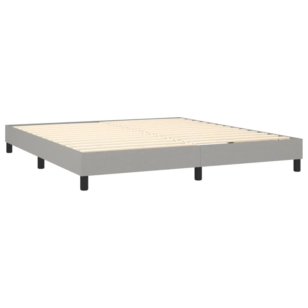 VidaXL Boxspringbett Mit Matratze & LED Hellgrau 180x200 Cm Stoff – Bild 5
