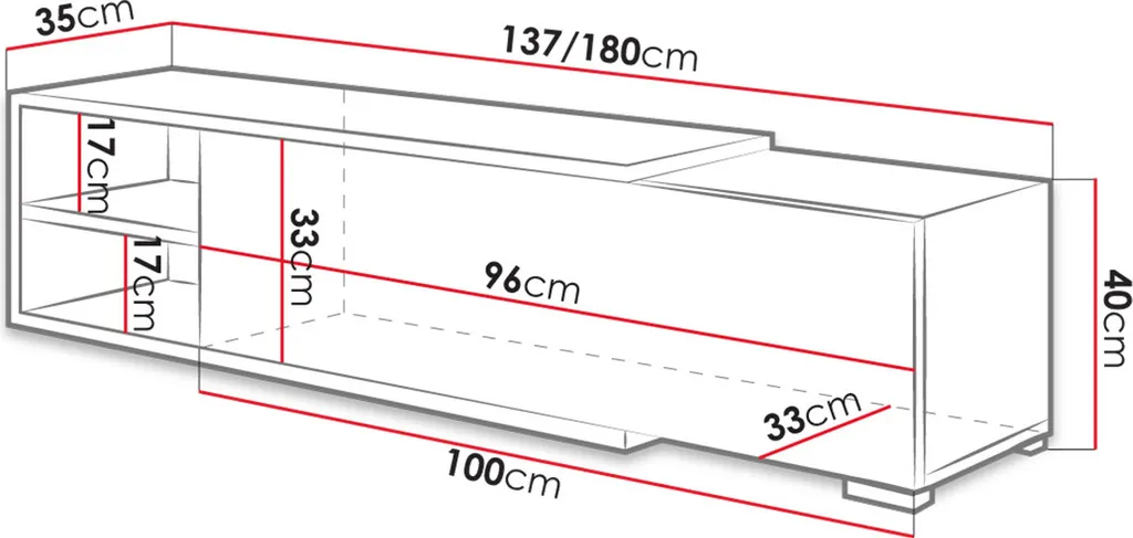 Mirjan24 TV-Lowboard Cliff, Ausziehbarer TV-Schrank, TV-Unterschrank Vom Hersteller, Sideboard (Farbe: Weiß) – Bild 3