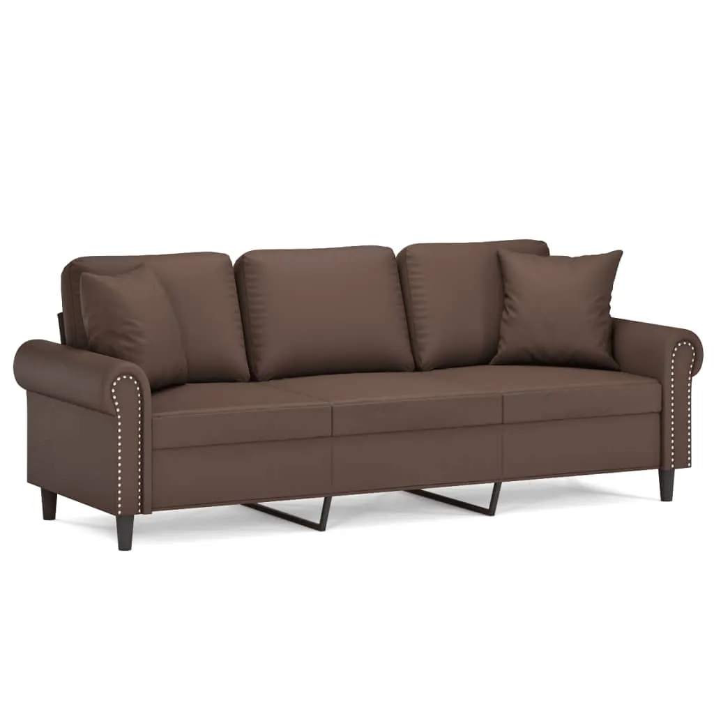 VIDAXL Möbel 3-Sitzer-Sofa Mit Kissen Braun 180 Cm Kunstleder 2023 – Bild 2