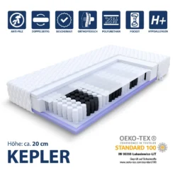 Matratze KEPLER 180x200 Cm Taschenfederkern Höhe Ca. 20 Cm H2 H3 Premium Jersey Bezug