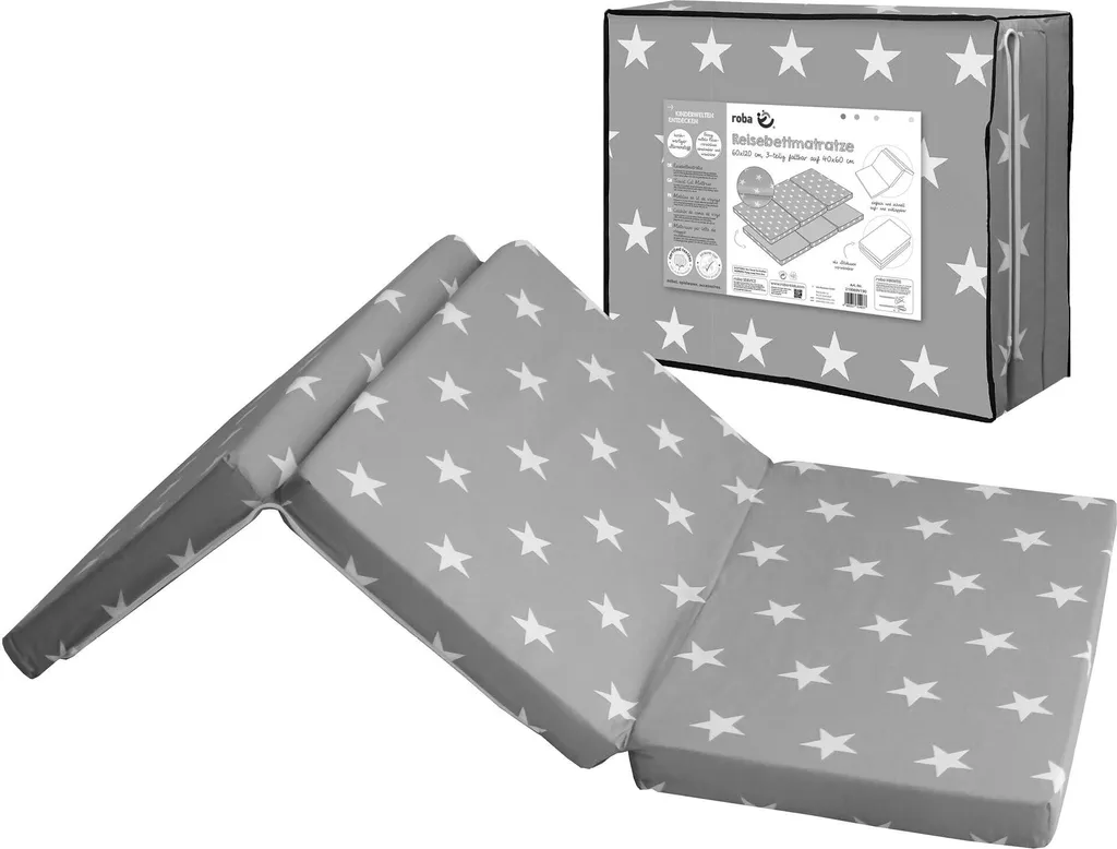 Roba Reisebettmatratze 'Little Stars', Faltbares Reisebett, Baby/Kinderbett 60x120cm, Tragetasche – Bild 5