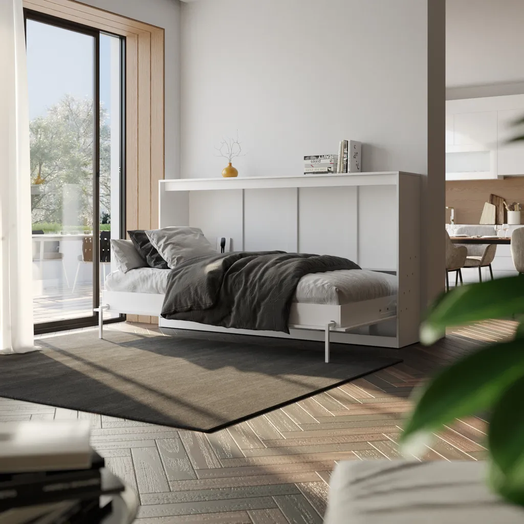 SMARTBett Schrankbett Classic 100x200cm Horizontal Weiss – Bild 3