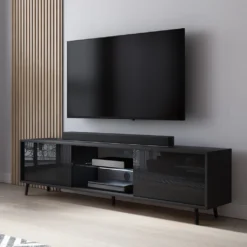 TV-Lowboard Lefyr In Schwarz Mit Hochglanzfronten Und LED-Beleuchtung, 140 Cm