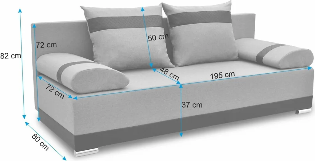 Bonni Schlafsofa ORLEAN, Sofa Mit Bettkasten Und Schlaffunktionn, Klappsofa, Schlafcouch, Bettsofa, Couch Vom Hersteller,Couch, Couchgarnitur, Sofagarnitur (schwarz) – Bild 6