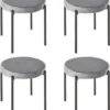 HOMCOM 4er-Set Esszimmerhocker Stapelhocker Küchenhocker Barhocker Velvet-Touch Modern Küche Esszimmer Polyester Stahl Grau 41,5 X 41,5 X 46 Cm