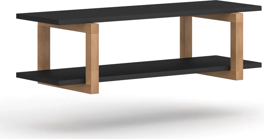 Wandregal Skien In Schwarz Und Buche Massiv Bücherregal Skandinavisch 80 X 24 Cm – Bild 5