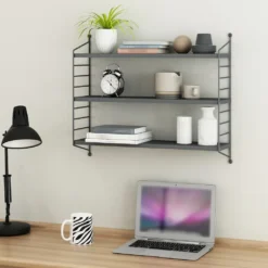 Wandregal Strängnäs Metallregal Dunkelgrau Hängeregal Mit 3 Regalböden Badregal Küchenwandregal Wandablage Wohnzimmer