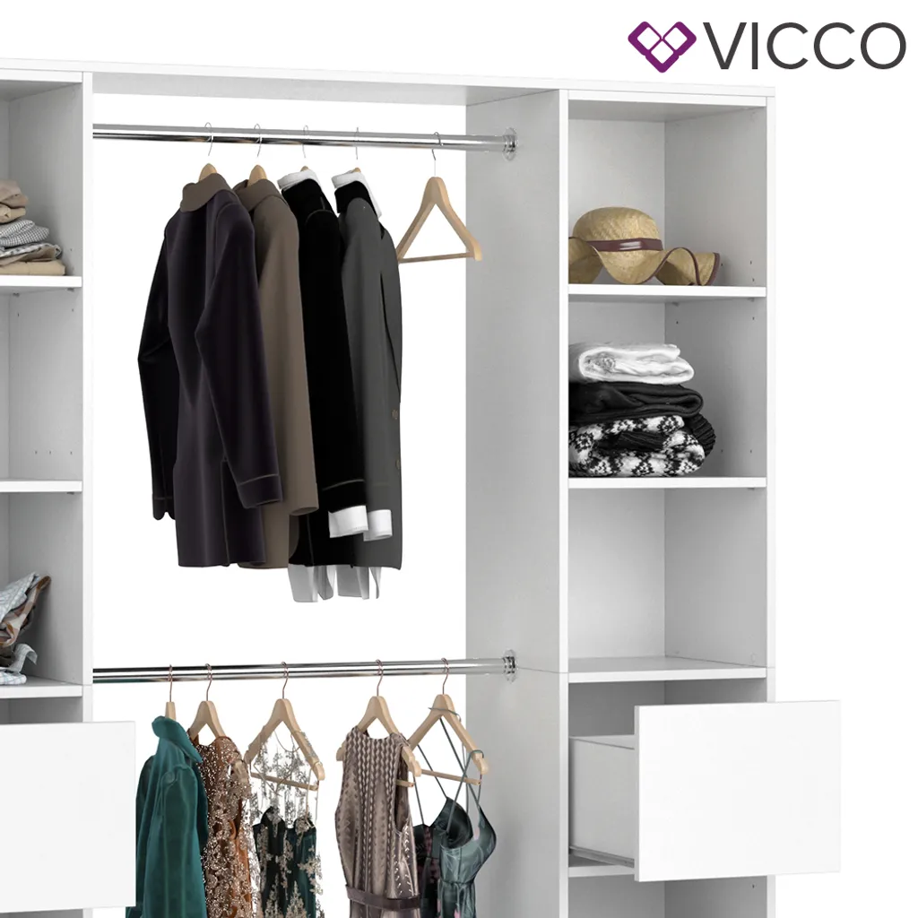 Vicco Kleiderschrank Guest Weiß 225,4 X 189,4 X 35 Cm Holzwerkstoff – Bild 6
