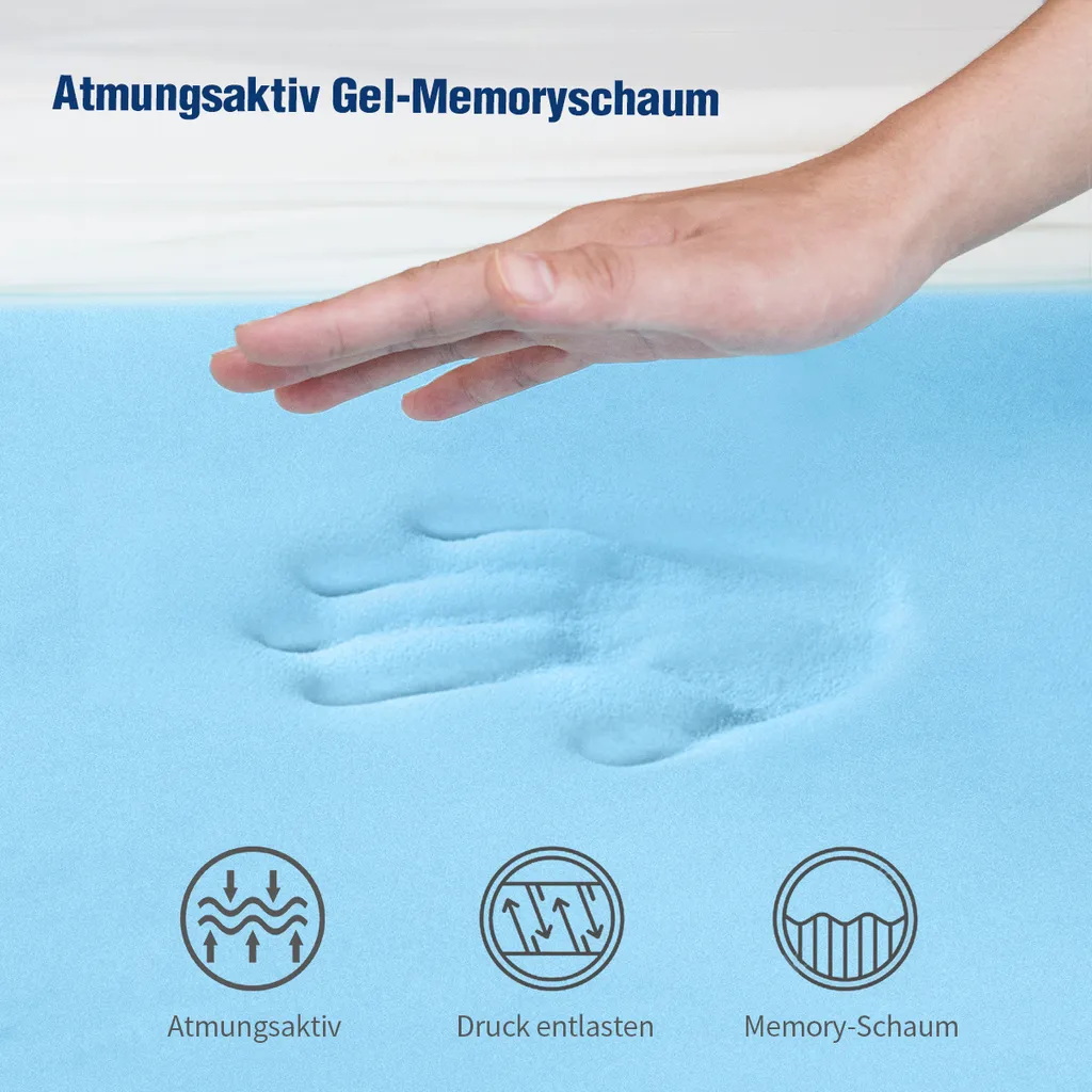Newentor® 7cm Gel Memory Foam Topper 100x200 Matratzentopper, 2-in-1 Visco-Gelschaum Matratzenauflage Für Boxspringbett Unbequemes Schlafsofa – Bild 3