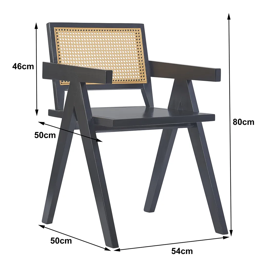 Nordlys - Stühl Aus Massivholz Und Rattan Schwarz - 54 X 50 X 80 (cm) – Bild 4