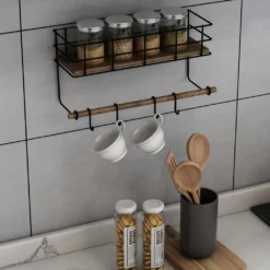 Wandregal ’Slangerup’ 16 X 33 X 10 Cm Schwarz/Holzfarben