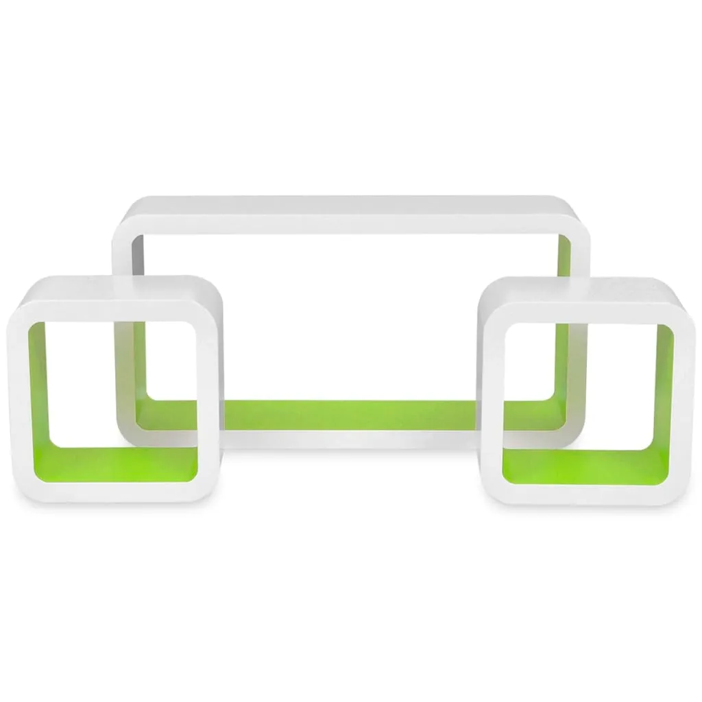 VidaXL 3er Set MDF Cube Regal Hängeregal Wandregal Für Bücher/DVD, Weiß-grün – Bild 5