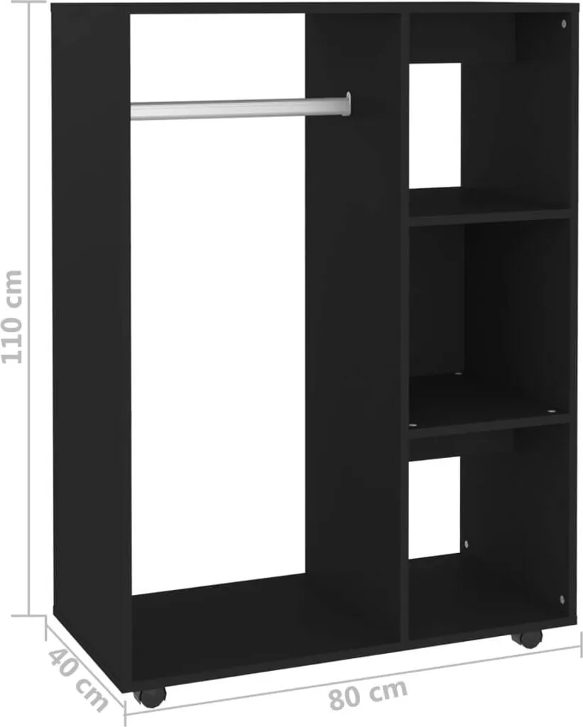 VIDAXL Möbel Kleiderschrank Schwarz 80x40x110 Cm Holzwerkstoff 2023 – Bild 7