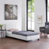 Polsterbett GLASGOW Bettgestell 90 X 200 Cm Einzelbett Designbett Mit Strasssteinen Inklusive Lattenrost Kunstleder In Weiß
