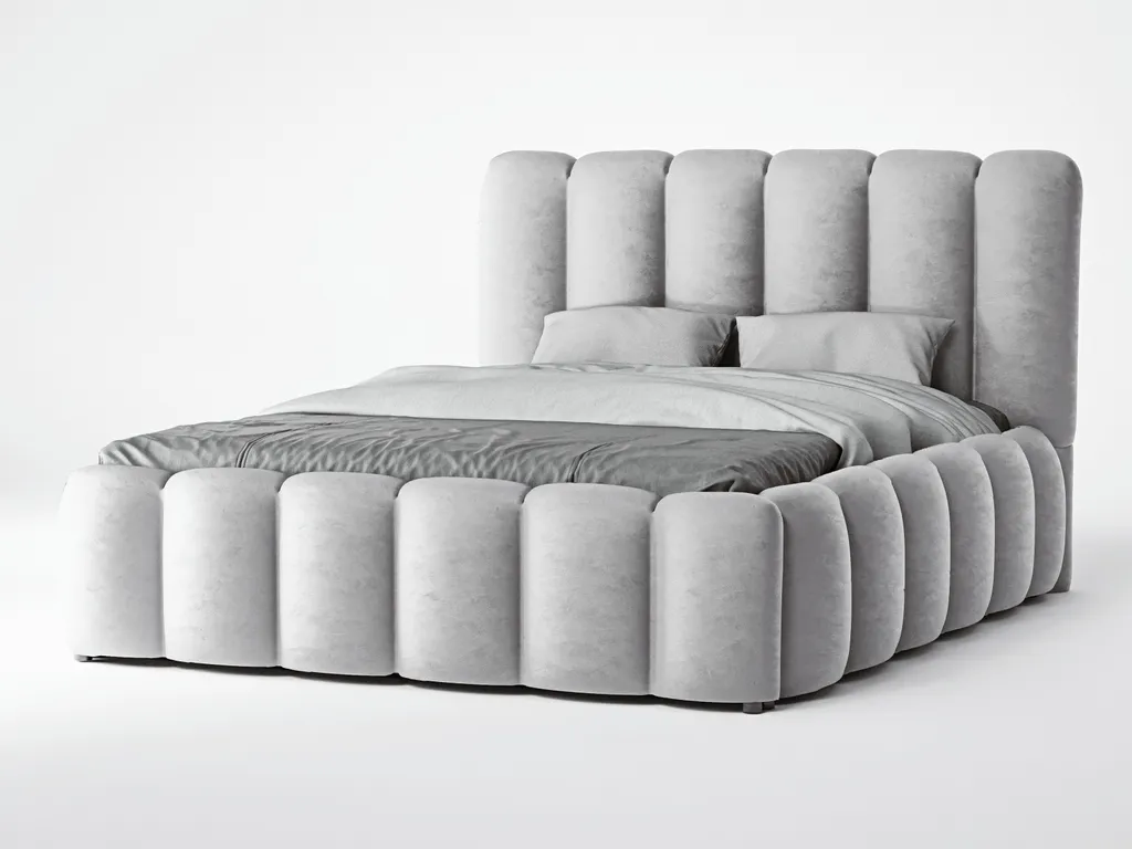 GRAINGOLD Modern Polsterbett 180x200 Cm Cloud - Bett Mit Lattenrost & Bettkasten - Dicker Schaum, Samtstoff - Hellgrau (Monolith 84)