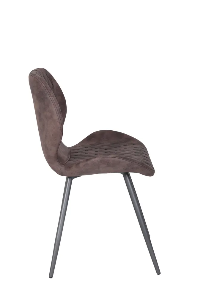 4er Set Vierfußstuhl Aurora - Microfaser Vintage Braun Mit Rautensteppung - Metallgestell Grau Lackiert – Bild 7