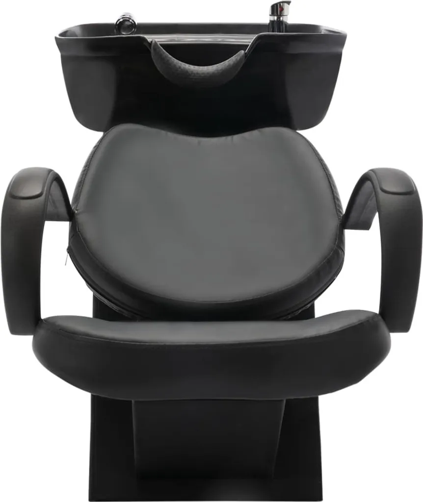 VidaXL Friseurstuhl Mit Waschbecken Schwarz Kunstleder – Bild 2