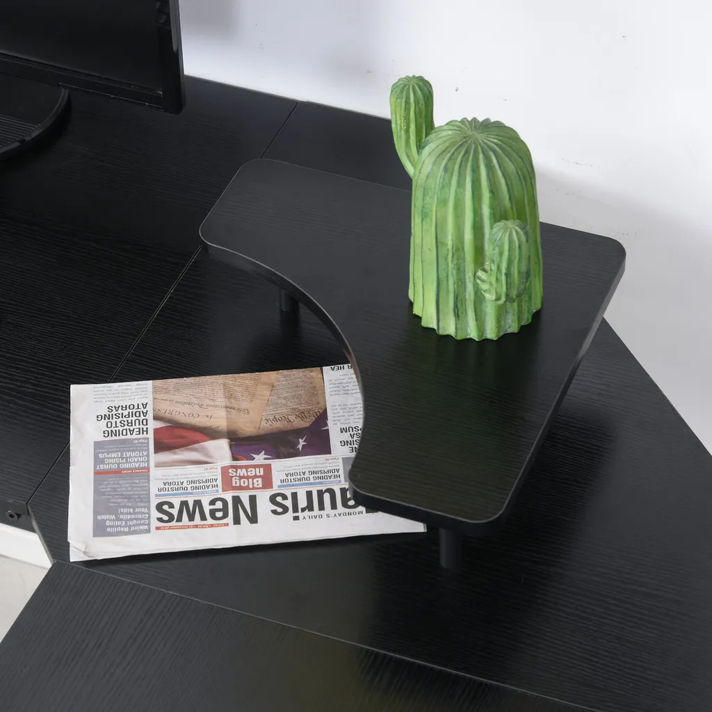 HOMCOM Computertisch, L-förmiger Eckschreibtisch, Schreibtisch, Bürotisch, MDF+Metall, Schwarz, 150 X 150 X 76 Cm – Bild 9