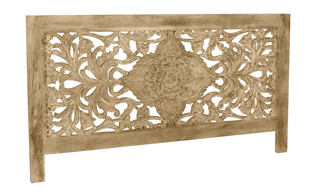 SIT Möbel Bett-Kopfteil | Orientalischer Stil | Mango-Holz Natur | B 220 X T 4 X H 120 Cm | 13755-01 | Serie LAKADEE