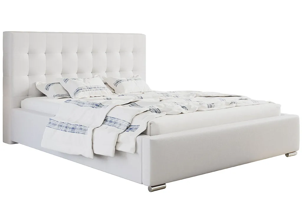 GRAINGOLD Polsterbett 160x200 Cm Artis - Boxspringbett, Doppelbett Mit Lattenrost - Glamour Bett - Weiß