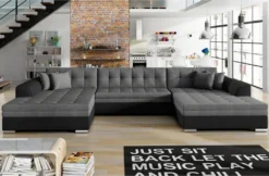 Ausziehbares Sofa ALABAMA, Schlafcouch, Bettsofa, Sofabett, U Form, 355x80x165, Sawana 05/soft 11