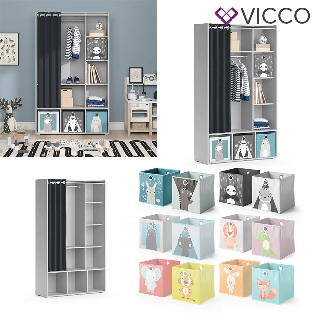 Vicco Kleiderschrank + Faltboxen Luigi Grau 104,4 X 173,8 X 35 Cm Holzwerkstoff – Bild 8