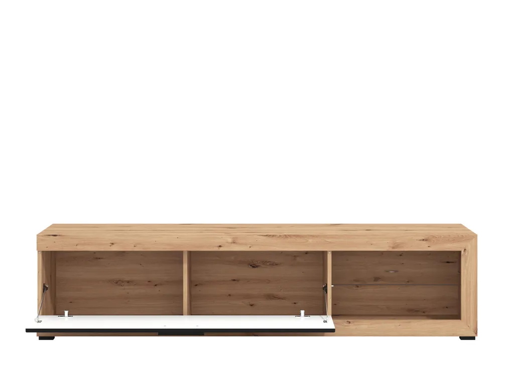 TV-Lowboard Unterschrank HiFi Element Fernsehtisch Wohnzimmer Schrank "Ruma II" Artisan Eiche/Schwarz Matt – Bild 3